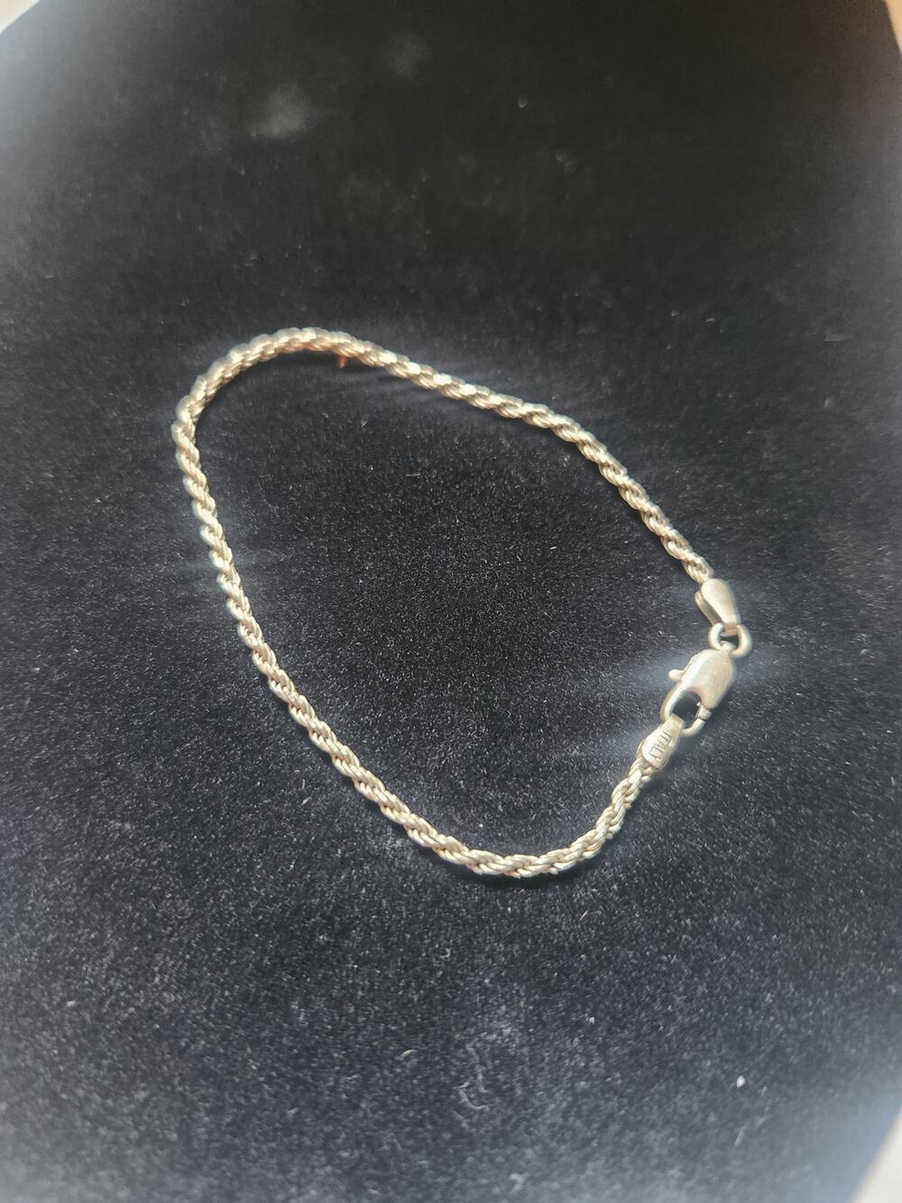 Womens Sterling Silver 925 Italy Rope Chain Bracelet Lobster Clasp Dainty Link